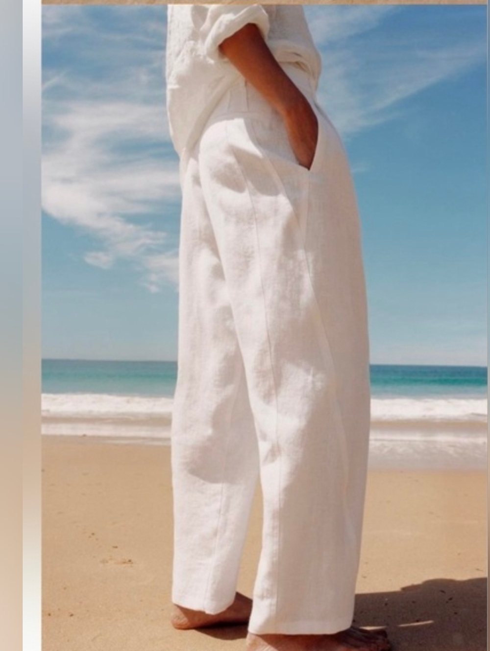 Sz M ZARA NWT LINEN PANTS ZW COLLECTION Brand New - Picture 2 of 5